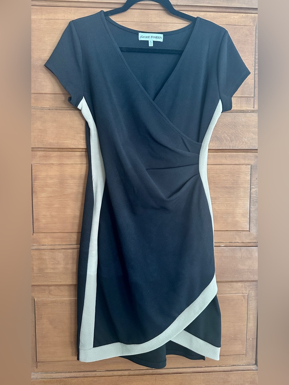 Almost Famous Black Dress with Cream Side Panels, tagged XL, but fits a M! EUC